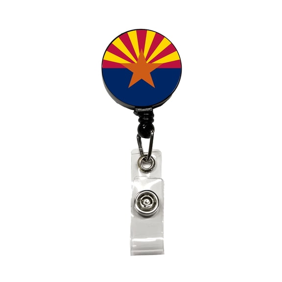 Arizona AZ State Flag Retractable Reel ID Badge Key Card Name Tag Holder with Clip