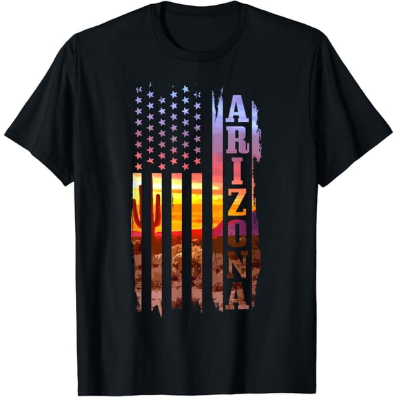 Arizona American Flag Pride Landscape Cactus Patriotic Gift T-Shirt