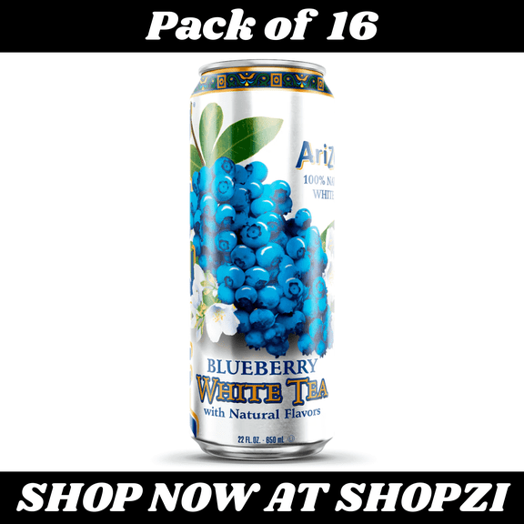 Arizona Blueberry White Tea 22oz 16 Pack Refreshing Iced Tea