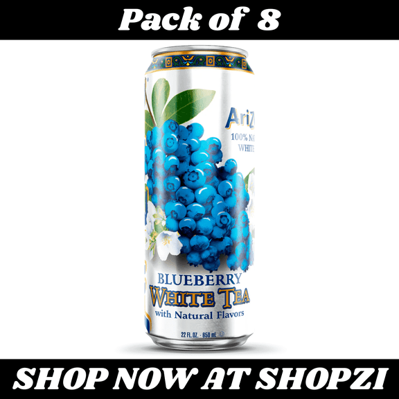 Arizona Blueberry White Tea 22oz  8 Pack Refreshing Iced Tea