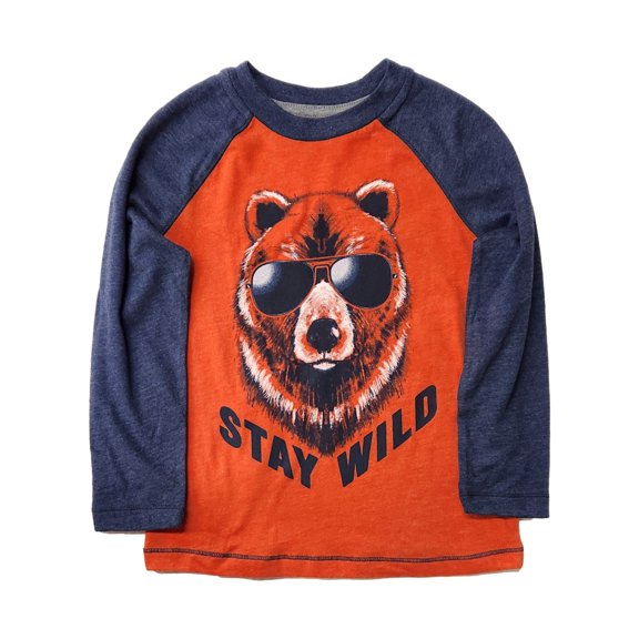 Arizona Boys Orange & Blue "Stay Wild" Long Sleeve Tee Shirt T-Shirt XXS 4-5