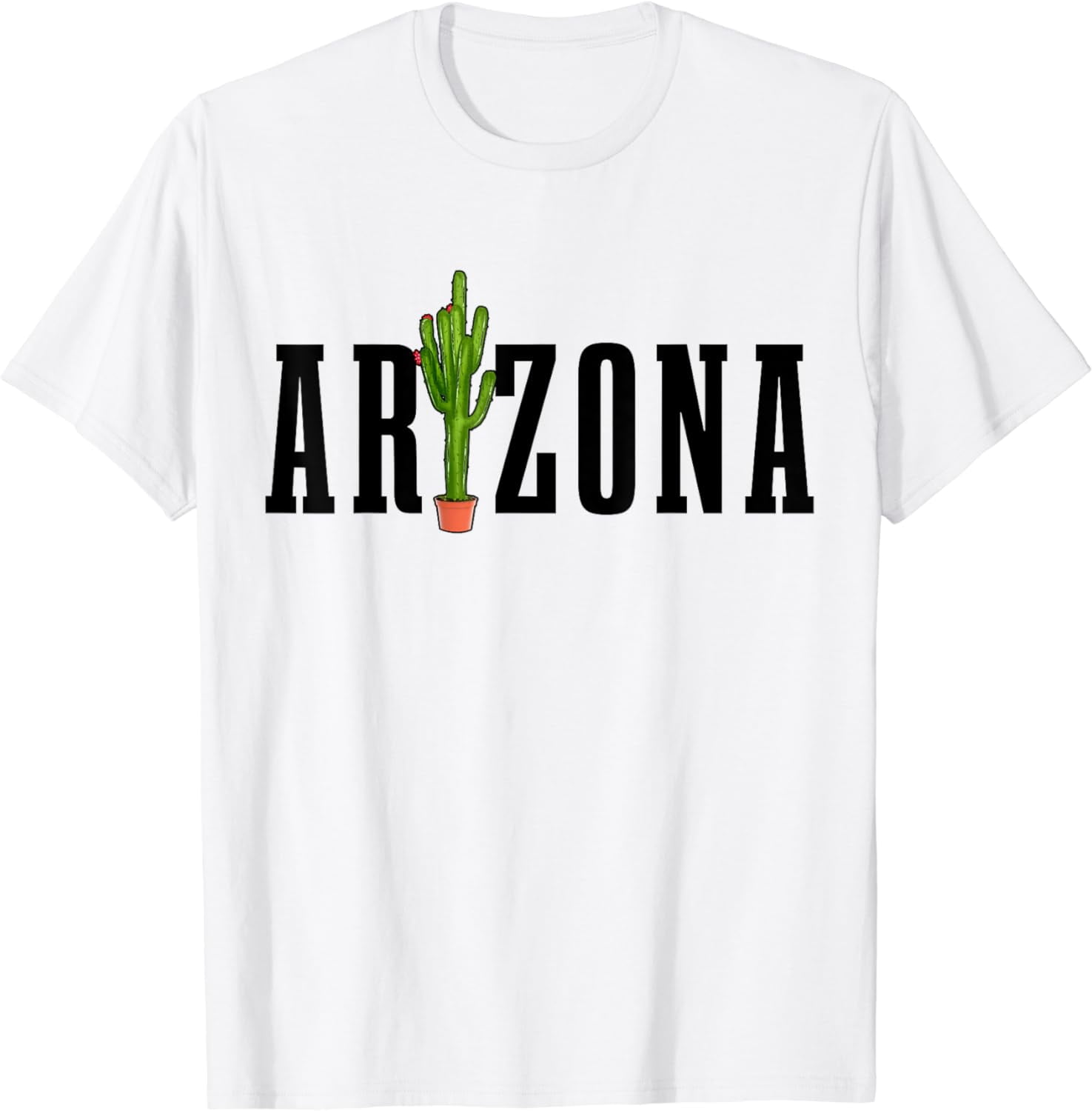 Blue Arizona Cactus Cotton T-Shirt by Tennessee River