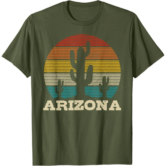 Arizona Cactus Vintage Souvenir Unisex T-Shirt for Men Women Kids Toddler,Military Green Color,Size M