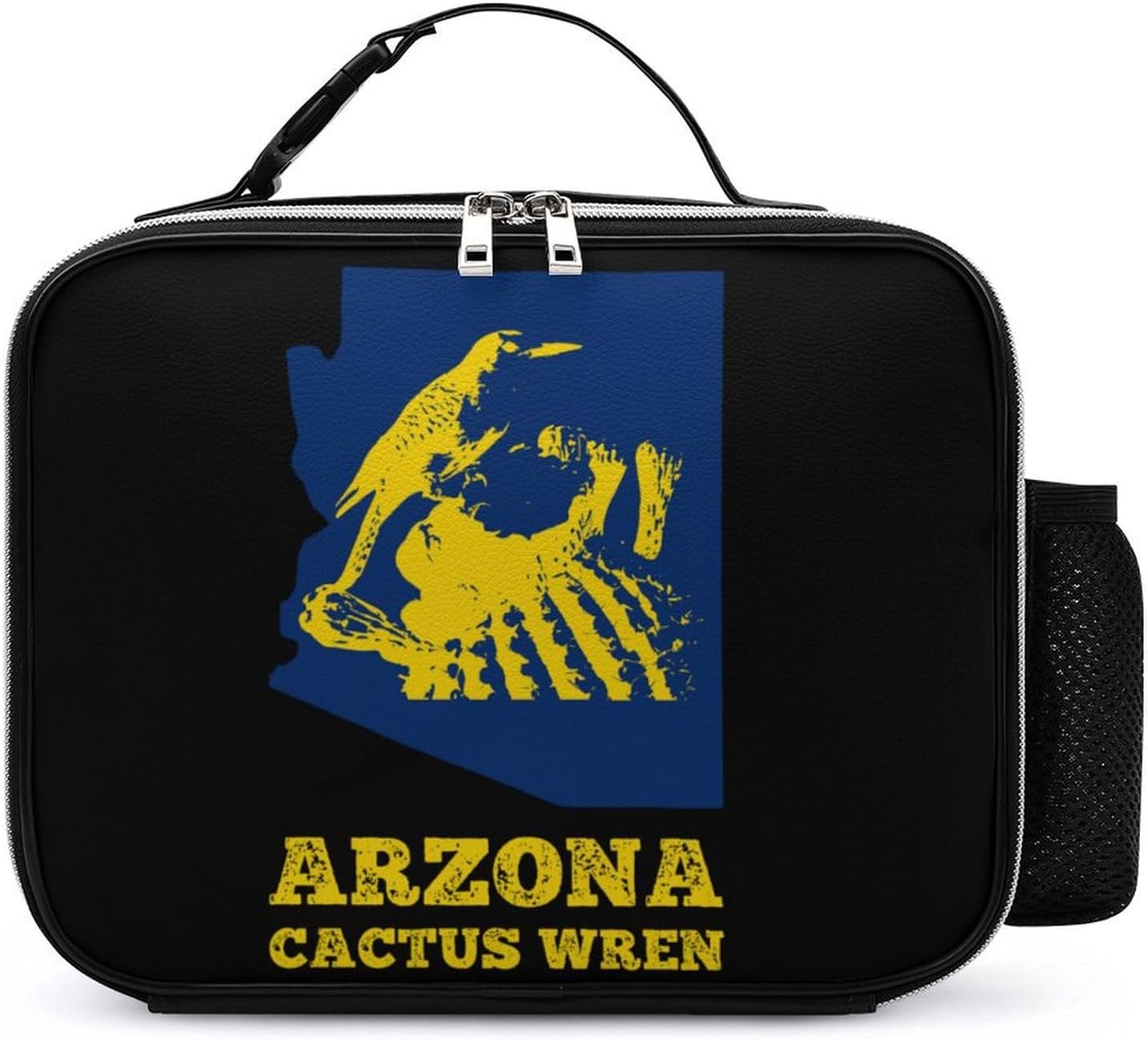 Arizona Cactus Wren Map Print Lunch Bag Insulated Cooler Tote Bag