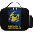 Arizona Cactus Wren Map Print Lunch Bag Insulated Cooler Tote Bag Leakproof Bento Box for Travel