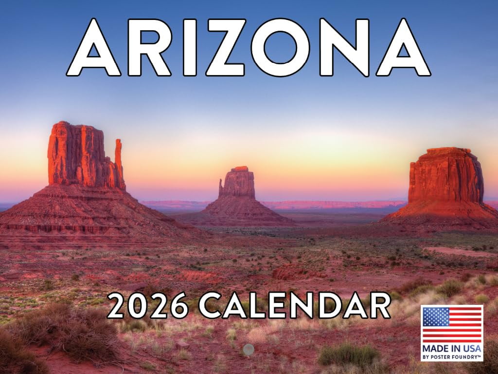 Arizona Calendar 2026, AZ Monthly Wall Calendar 12 Months, American ...