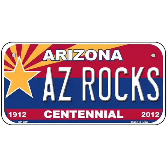 Arizona Centennial Az Rocks Novelty Metal License Plate 6" x 3" Bicycle