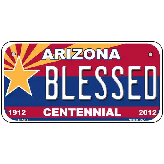 Arizona Centennial Blessed Novelty Metal License Plate 6" x 3" Bicycle