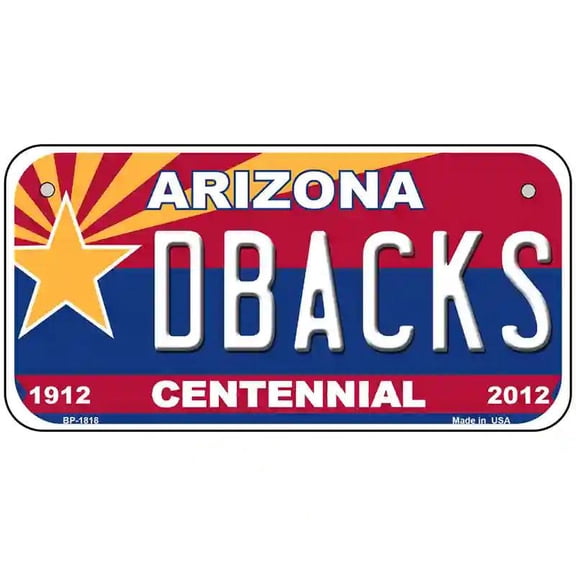 Arizona Centennial Dbacks Metal Novelty License Plate 6" x 3" Bicycle