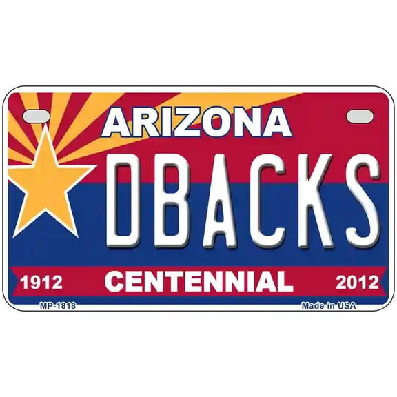 Arizona Centennial Dbacks Metal Novelty License Plate 7" x 4" Motorcycle