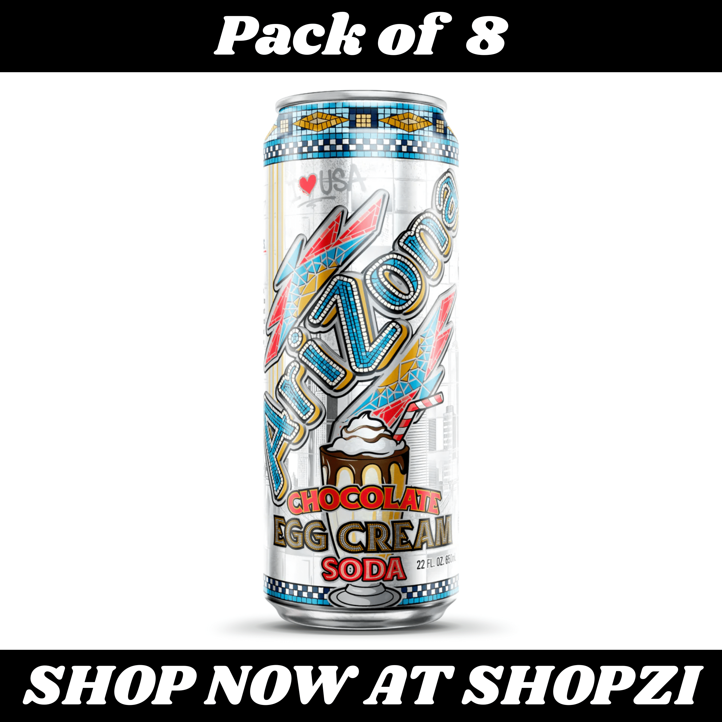 Arizona Chocolate Egg Cream 22oz – 8 Pack Classic Soda Drink