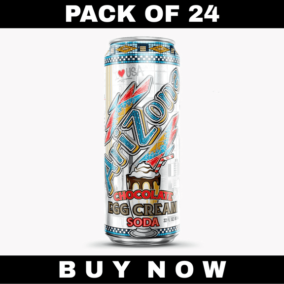 Arizona Chocolate Egg Cream Soda, Classic New York Style, 22 oz Cans (Pack of 24)