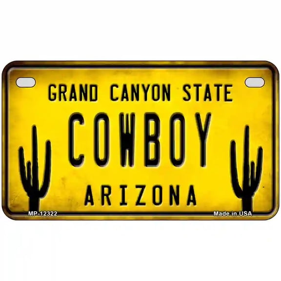 Arizona Cowboy Novelty Metal License Plate 7" x 4" Motorcycle