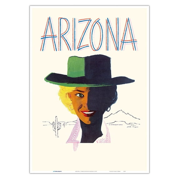 Arizona - Cowgirl - Vintage Travel Poster by Austin Briggs c.1955 - Master Art Print 10in x 14in