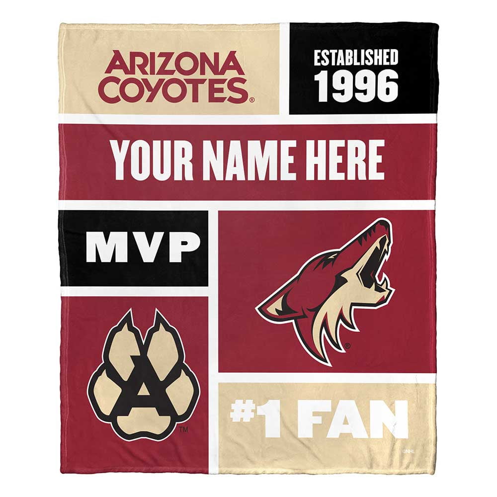 Arizona Coyotes NHL Colorblock Personalized Silk Touch Throw Blanket, 50" X 60"