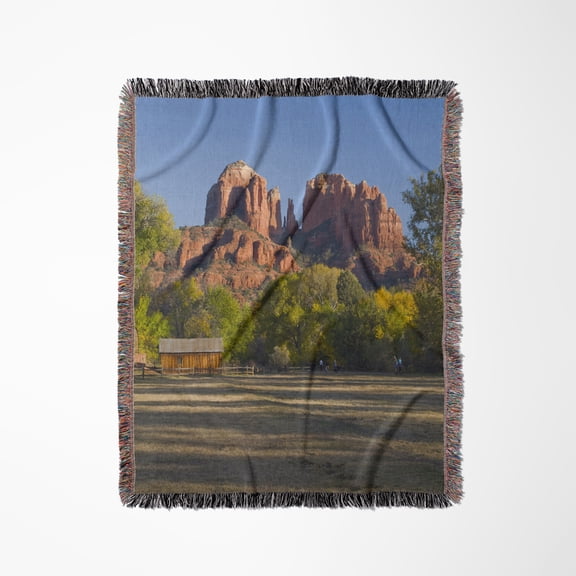Arizona, Crescent Moon Ra, Cathedral Rock - Us03 Jwi0232 - Jamie And Judy Wild, Woven Blanket