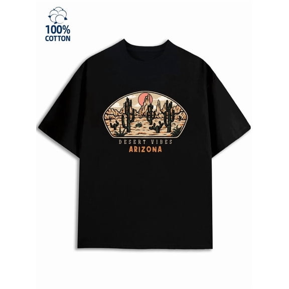 Arizona Desert Vibes for men Rock black Hip-hop street style joyful fun Classic Unisex Shirt Printed tshirts Trendy Unisex Shirt Graphic tshirts Trendy Unisex Shirt Printed tshirts