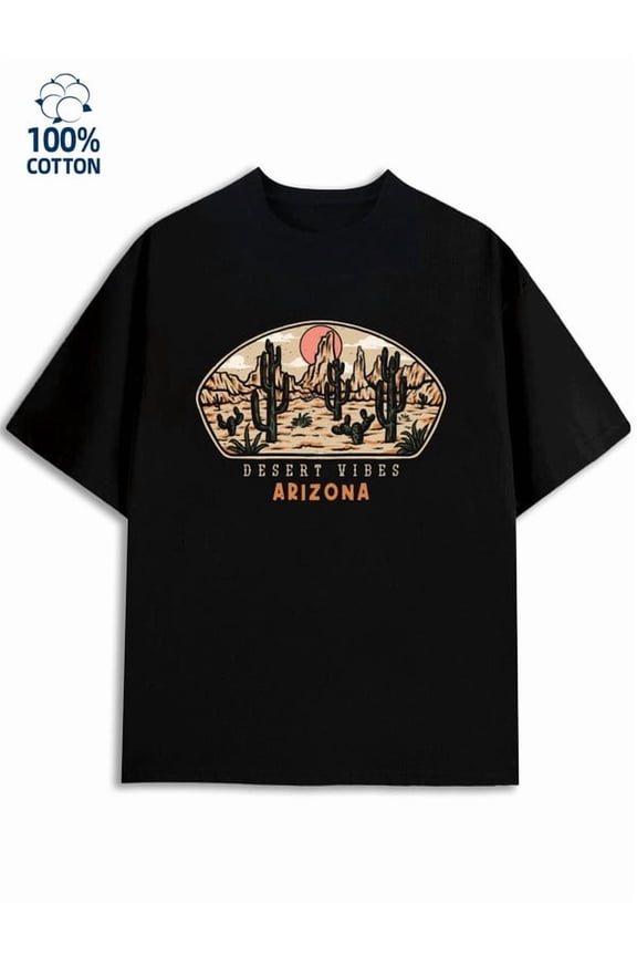 Arizona Desert Vibes for men Rock black Hip-hop street style joyful fun Classic Unisex Shirt Printed tshirts Trendy Unisex Shirt Graphic tshirts Trendy Unisex Shirt Printed tshirts