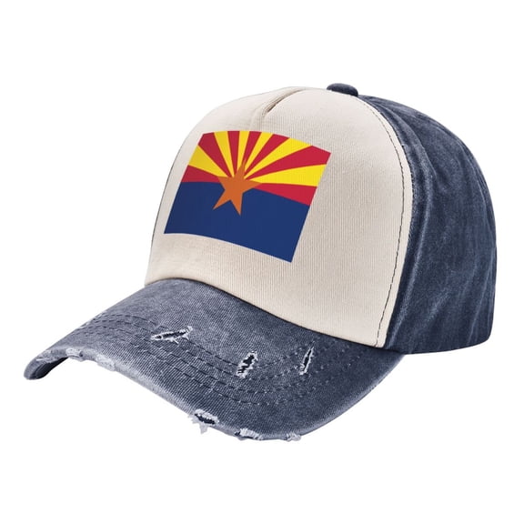 Arizona Flag Baseball Cap Distressed Adjustable Vintage Cotton Denim Hat for Women Men