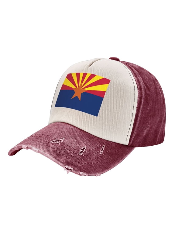 Arizona Flag Baseball Cap Distressed Adjustable Vintage Cotton Denim Hat for Women Men