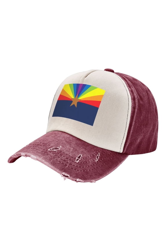 Arizona Flag Gay Pride Distressed Baseball Cap Dad Hats for Men Women Vintage Trucker Hat Low Profile Ball Caps
