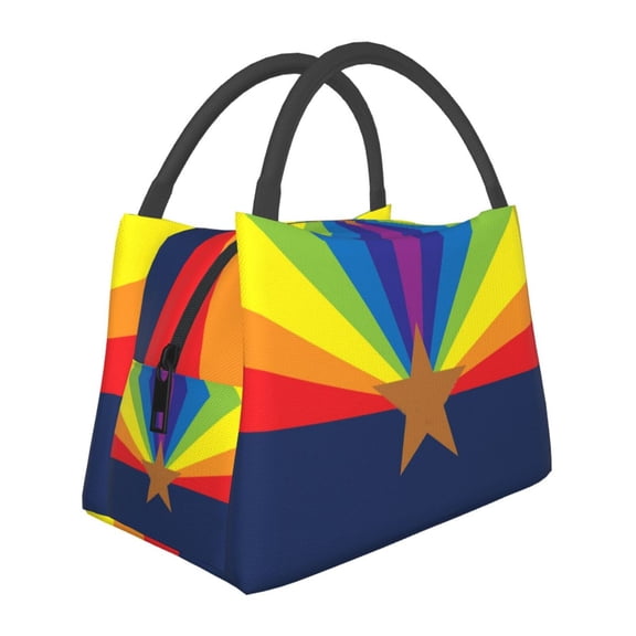 Arizona Flag Gay Pride Lunch Bag Reusable Insulated Lunch Tote Cooler Box For Women Men