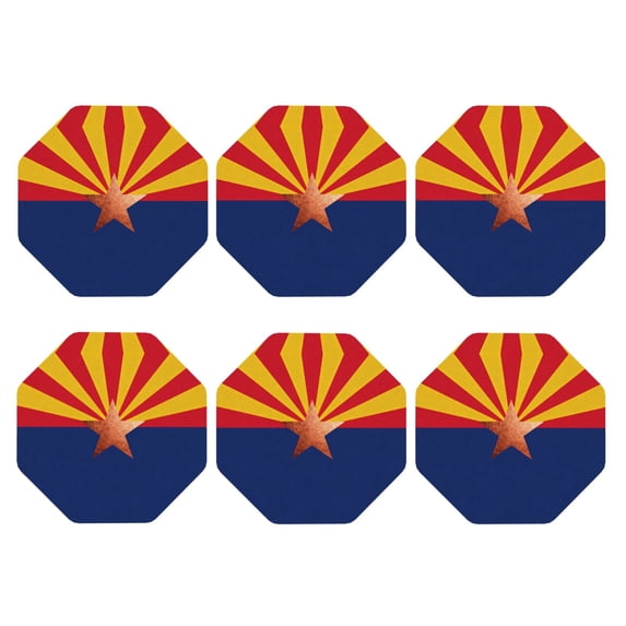Arizona Flag Leather Drink Coasters for Drinks (6 Pack) for Tabletop Protection Octagon
