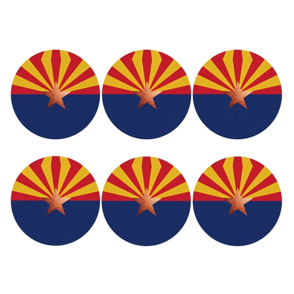 Arizona Flag Leather Drink Coasters for Drinks (6 Pack) for Tabletop Protection Round Shape