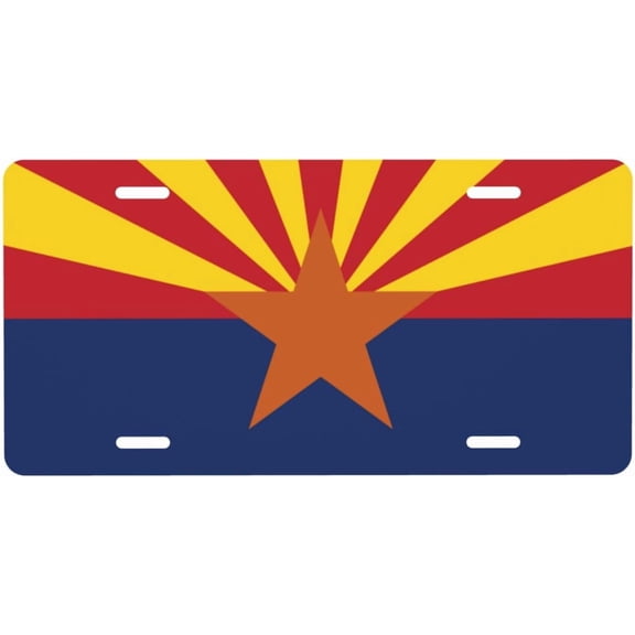 Arizona Flag Style Copper Star Novelty License Plate, Front Car Plate, 6 x 12 Inch