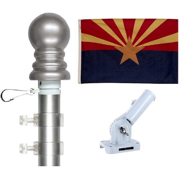 Arizona State Flag & Tangle-Free Spinner Flagpole Kit – 3'x5' Flag, Pole & Bracket – All 50 States Available – Residential or Commercial Use