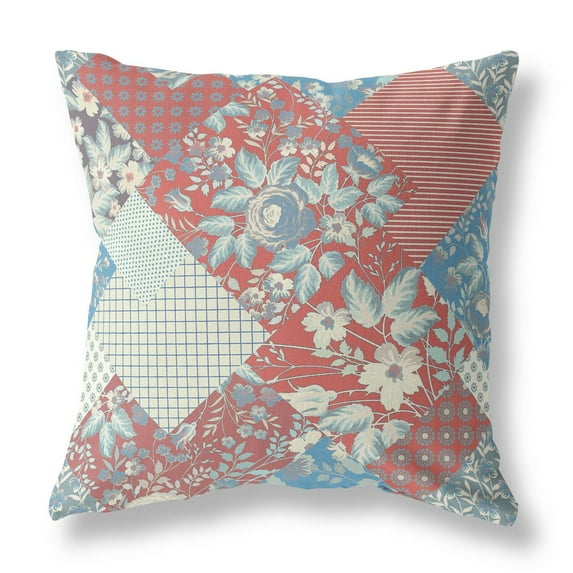 Arizona Floral Patches Indoor/Outdoor Pillow in Red Blue 16x16