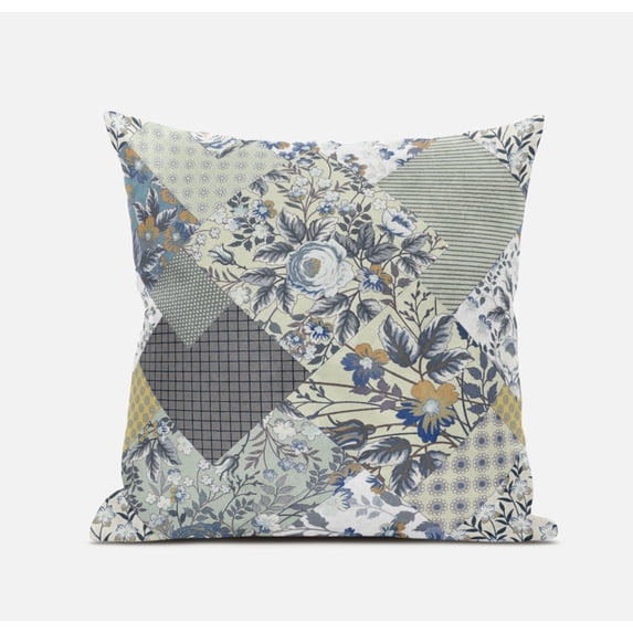 Arizona Floral Patches Throw Pillow in Navy Orange 18x18
