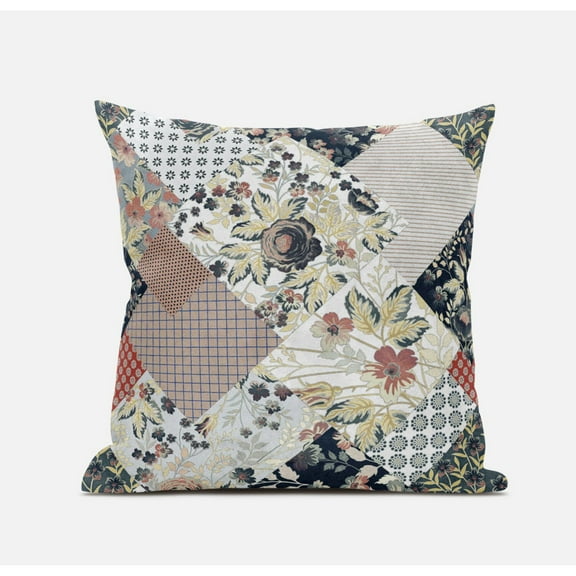 Arizona Floral Patches Throw Pillow with Removable Cover in Peach 18x18
