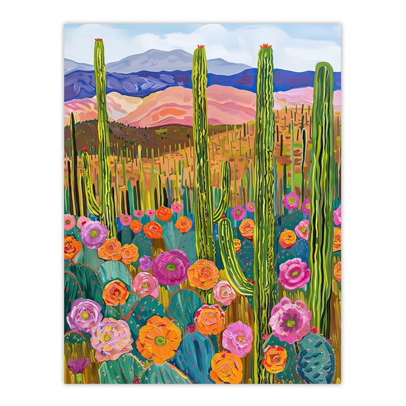 Arizona Flower Cactus Landscape Floral Painting Living Room Large Wall Art Poster Print Thick Paper 18X24 Inch