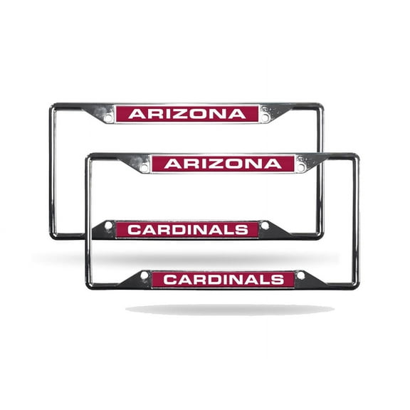 Arizona Football Cardinals (Set of 2) All Corner EZ View Chrome Metal Laser Cut License Plate Frames