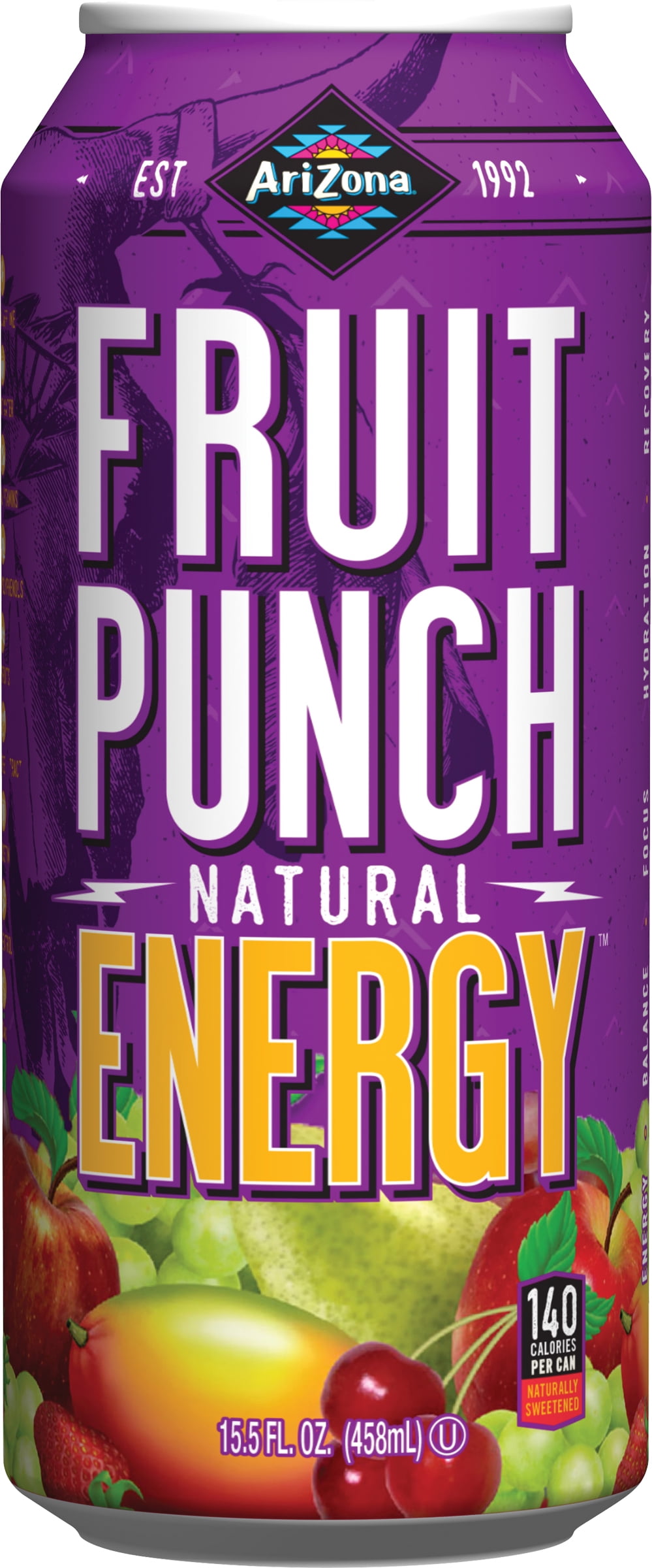 Arizona Fruit Punch Natural Energy Drink, 15.5 Fl. Oz.