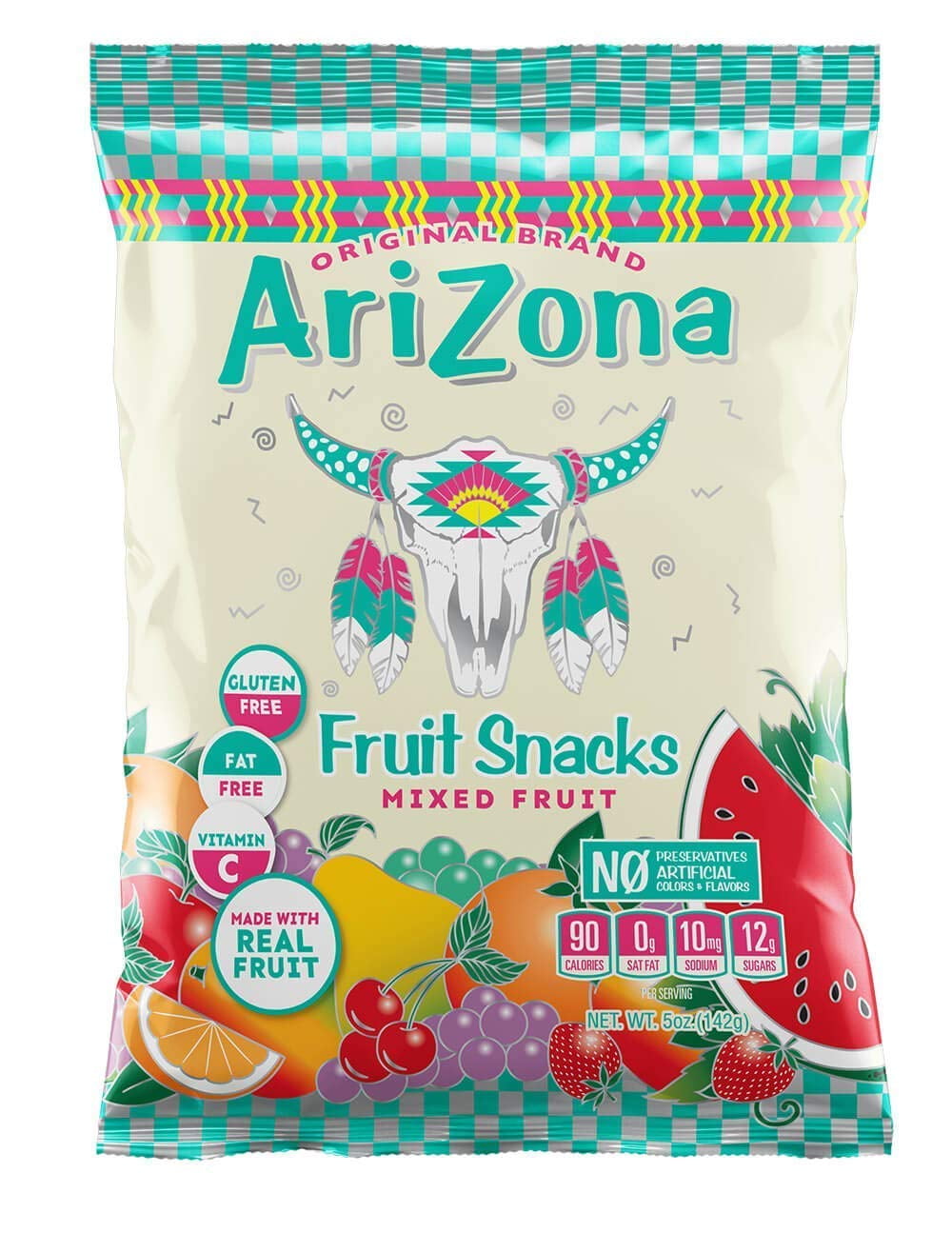 Arizona Fruit Snacks, Gluten Free Mixed Fruit Gummy Chews, 5 Ounce Individual Single Serve Bags (Pack Of 12)