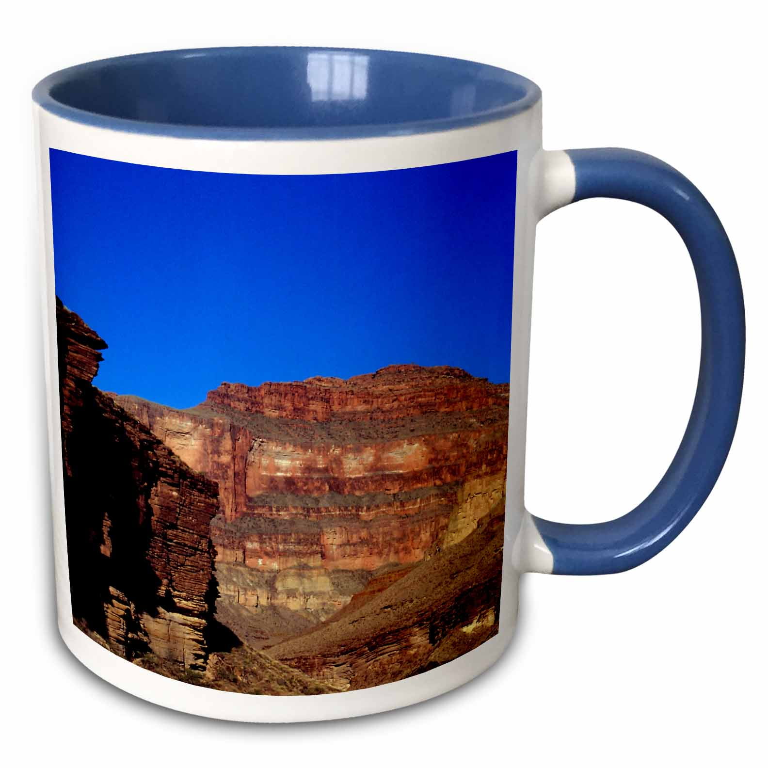 3dRose Grand Canyon Arizona 15oz Ceramic Coffee Mug - Two-Tone Blue Design