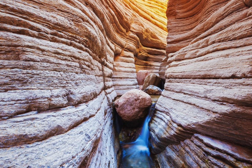 Arizona Grand Canyon National Park Matkatamiba Slot Canyon Flowing Stream Among Amazing Rock Formations Canvas Art - MakenaStockMedia  Design Pics (19 x 12)