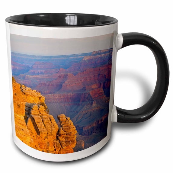 3drose, Arizona, Grand Canyon National Park, South Rim, Mather Point, Sunrise, 15oz Two-tone Black Mug