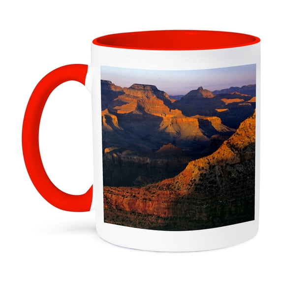 3dRose, Arizona, Grand Canyon NP, Mesas at sunset - US03 RER0009 - Ric Ergenbright, 11oz Two-Tone Red Mug