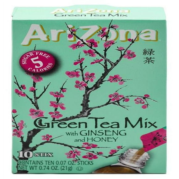 Arizona Green Tea With Ginseng Iced Tea Stix Sugar-Free, Low Calorie Single Serving Drink Powder Packets, Just Add Water For A Deliciously Refreshing Iced Tea Beverage, 10 Count, Pack Of 6 - Pack of 2