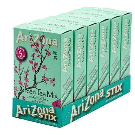 Arizona Green Tea With Ginseng Iced Tea Stix Sugar-Free, Low Calorie Single Serving Drink Powder Packets, Just Add Water For A Deliciously Refreshing Iced Tea Beverage, 10 Count, Pack Of 6