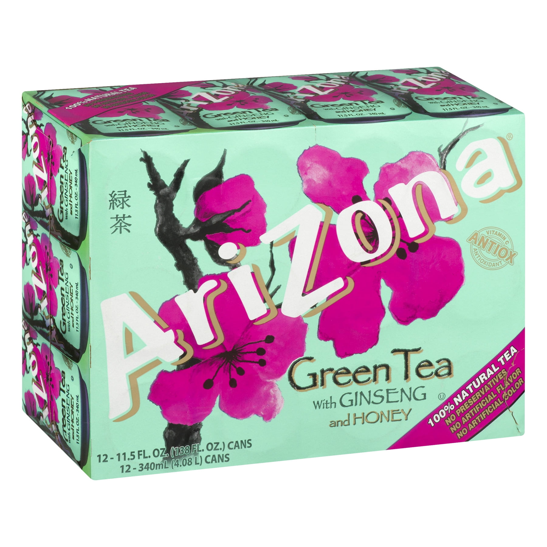Arizona Green Tea with Ginseng and Honey, 11.5 Fl Oz Cans (12Pack)