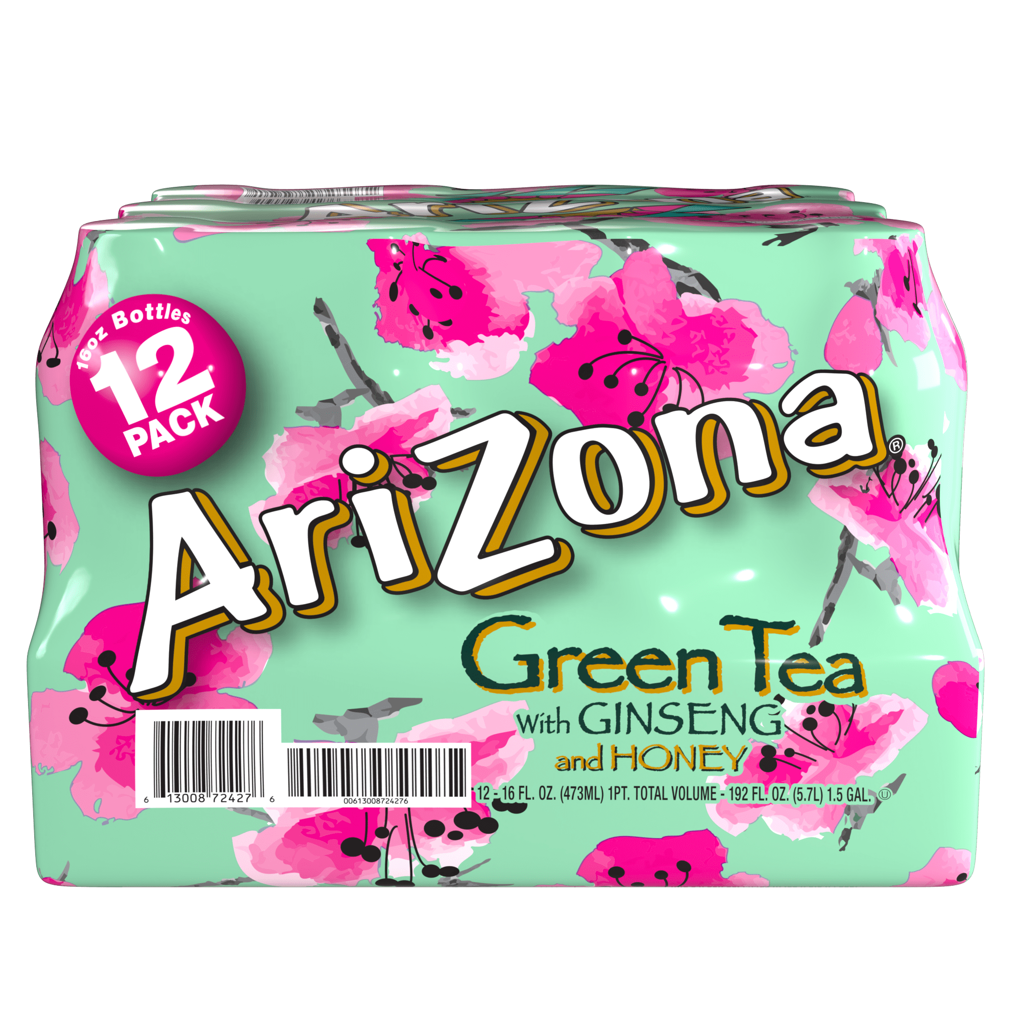 AriZona, Green Tea with Ginseng and Honey, 16 Fl Oz, Pack of 12
