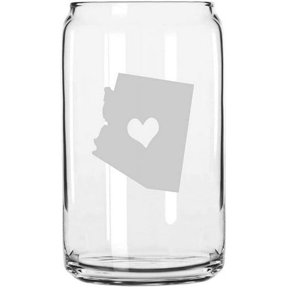 Arizona Heart States Etched 16oz Libbey Can Glass
