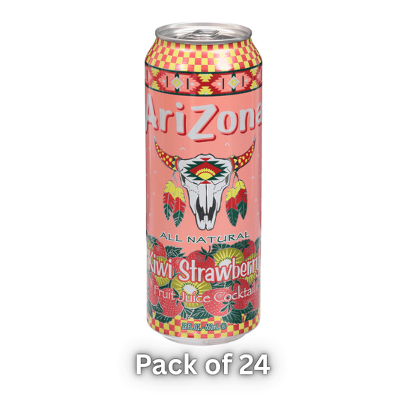 Arizona Iced Tea Kiwi Strawberry Real Brewed, 23 fl oz Cans, 24 Pack