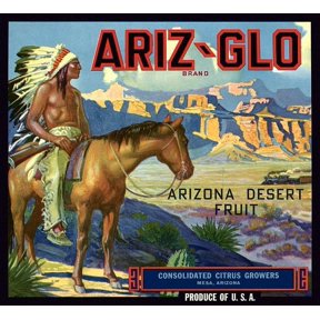 Arizona Indian on Horse label Canvas Art - (24 x 36)