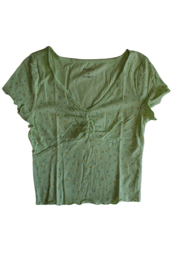 Co. Junior Women's Crop/Scalloped Floral T-Shirt Size Medium