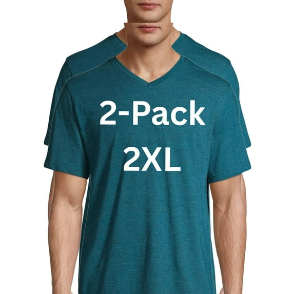 Arizona Jean Co. Men's & Boys' Soft Cotton Blend V-Neck T-Shirts Green 2-Pack, Size 2XL